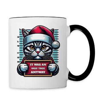 Santa Claus Christmas Funny Cats Mugshot - Contrasting Mug - white/black - Right