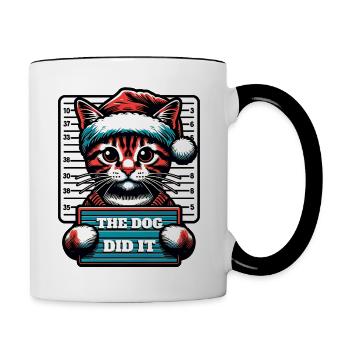 Santa Claus Christmas Funny Cats Mugshot - Contrasting Mug - white/black - Right