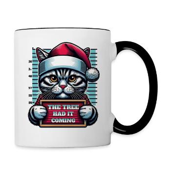 Père Noël Noël Drôle de chats Mugshot - Mug contrasté - blanc/noir - Droite