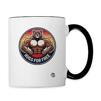 Starker Bodybuilder-Bär gibt Umarmungen gratis - Tasse zweifarbig - Weiß/Schwarz - Rechts