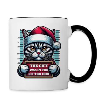 Santa Claus Christmas Funny Cats Mugshot - Contrasting Mug - white/black - Right