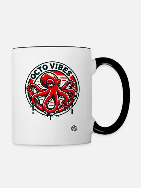 Schlechte Laune Oktopus - Tasse zweifarbig - Weiß/Schwarz