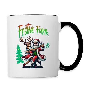 Santa Claus is dancing on xmas Christmas funny - Tasse zweifarbig - Weiß/Schwarz - Rechts