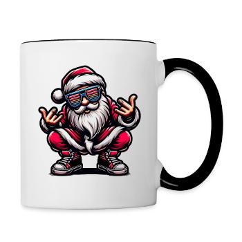 Santa Claus is dancing on xmas Christmas funny - Tasse zweifarbig - Weiß/Schwarz - Rechts