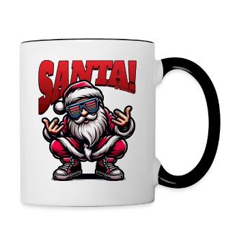 Santa Claus is dancing on xmas Christmas funny - Tasse zweifarbig - Weiß/Schwarz - Rechts