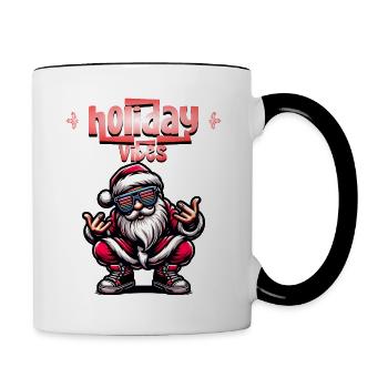 Santa Claus is dancing on xmas Christmas funny - Tasse zweifarbig - Weiß/Schwarz - Rechts