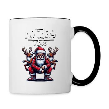 Santa Claus is dancing on xmas Christmas funny - Tasse zweifarbig - Weiß/Schwarz - Rechts