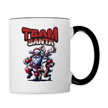 Santa Claus is dancing on xmas Christmas funny - Tasse zweifarbig - Weiß/Schwarz - Rechts