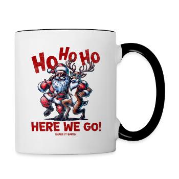 Santa Claus is dancing on xmas Christmas funny - Tasse zweifarbig - Weiß/Schwarz - Rechts