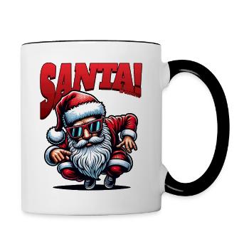 Santa Claus is dancing on xmas Christmas funny - Tasse zweifarbig - Weiß/Schwarz - Rechts