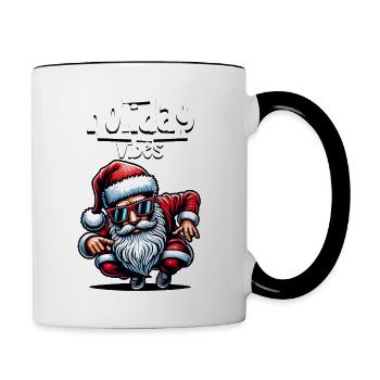 Santa Claus is dancing on xmas Christmas funny - Tasse zweifarbig - Weiß/Schwarz - Rechts
