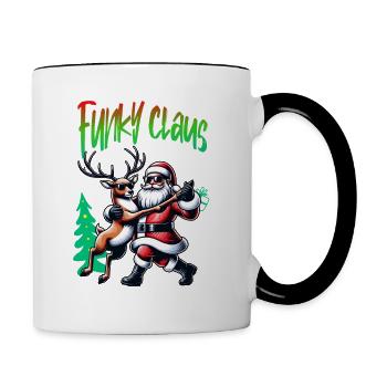 Santa Claus is dancing on xmas Christmas funny - Tasse zweifarbig - Weiß/Schwarz - Rechts