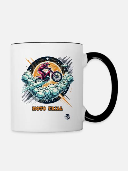Moto-Trial im Himmel - Tasse zweifarbig - Weiß/Schwarz