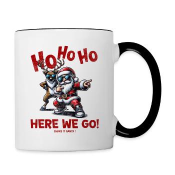Santa Claus is dancing on xmas Christmas funny - Tasse zweifarbig - Weiß/Schwarz - Rechts