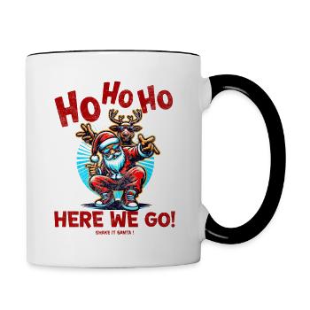 Santa Claus is dancing on xmas Christmas funny - Tasse zweifarbig - Weiß/Schwarz - Rechts
