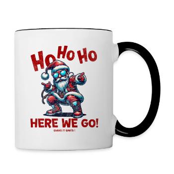 Santa Claus is dancing on xmas Christmas funny - Tasse zweifarbig - Weiß/Schwarz - Rechts