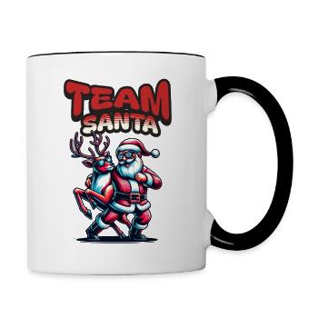 Santa Claus is dancing on xmas Christmas funny - Tasse zweifarbig - Weiß/Schwarz - Rechts