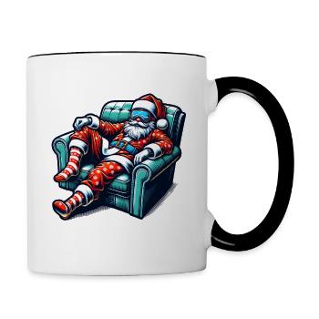 Sleep lazy Santa Claus This is my Christmas pajama - Tasse zweifarbig - Weiß/Schwarz - Rechts
