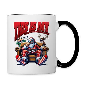 Sleep lazy Santa Claus This is my Christmas pajama - Tasse zweifarbig - Weiß/Schwarz - Rechts