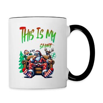 Sleep lazy Santa Claus This is my Christmas pajama - Tasse zweifarbig - Weiß/Schwarz - Rechts