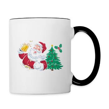 It's The Most Wonderful Time For Beer Santa Christ - Tasse zweifarbig - Weiß/Schwarz - Rechts