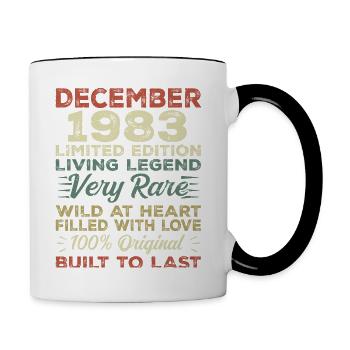 Dezember 1983 - Geburtstag Dezember 1983 Jahr - Tasse zweifarbig - Weiß/Schwarz - Rechts