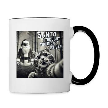Cat & Santa really exists Selfie Christmas - Tasse zweifarbig - Weiß/Schwarz - Rechts
