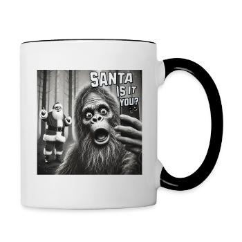 Bigfoot & Santa really exists Selfie Christmas - Tasse zweifarbig - Weiß/Schwarz - Rechts