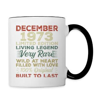 Décembre 1973 - anniversaire Décembre 1973 année - Mug contrasté - blanc/noir - Droite