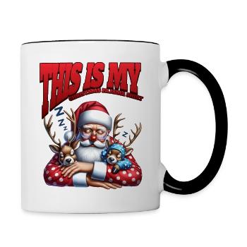 Sleep lazy Santa Claus This is my Christmas pajama - Tasse zweifarbig - Weiß/Schwarz - Rechts