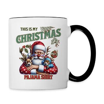 Sleep lazy Santa Claus This is my Christmas pajama - Tasse zweifarbig - Weiß/Schwarz - Rechts