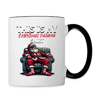 Sleep lazy Santa Claus This is my Christmas pajama - Tasse zweifarbig - Weiß/Schwarz - Rechts