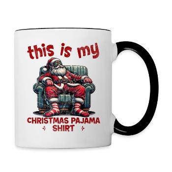 Sleep lazy Santa Claus This is my Christmas pajama - Tasse zweifarbig - Weiß/Schwarz - Rechts