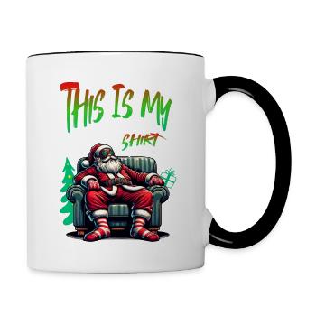 Sleep lazy Santa Claus This is my Christmas pajama - Tasse zweifarbig - Weiß/Schwarz - Rechts