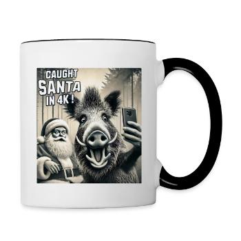 Cats Selfie Santa Selfie Christmas - Contrasting Mug - white/black - Right