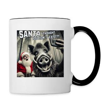 Cats Selfie Santa Selfie Christmas - Contrasting Mug - white/black - Right