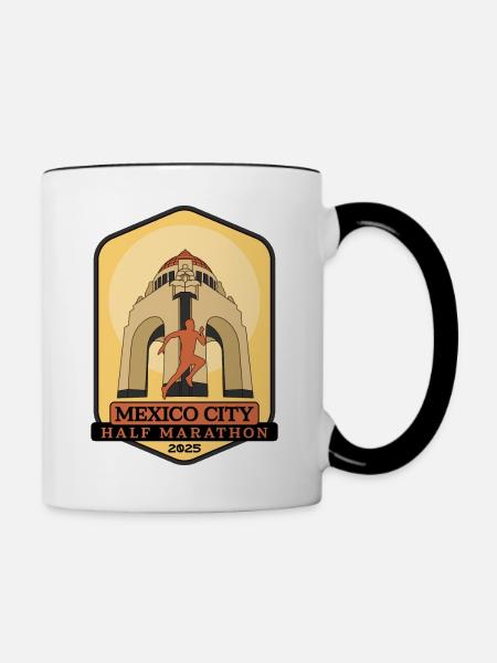 Mexico City - Halbmarathon – 2025 - Tasse zweifarbig - Weiß/Schwarz