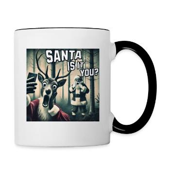 Chats Selfie Père Noël - Mug contrasté - blanc/noir - Droite
