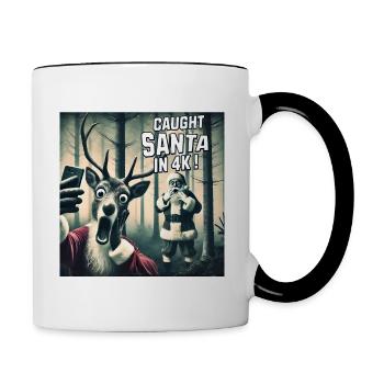 Chats Selfie Père Noël - Mug contrasté - blanc/noir - Droite