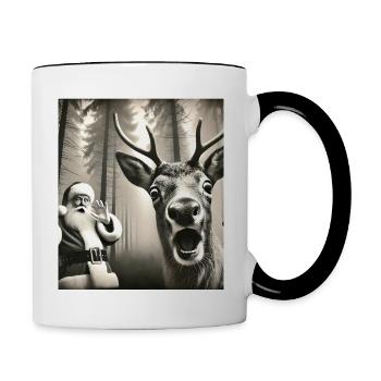 Chats Selfie Père Noël - Mug contrasté - blanc/noir - Droite