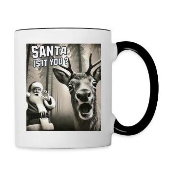 Chats Selfie Père Noël - Mug contrasté - blanc/noir - Droite