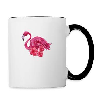 Flamingo fou Lady oiseau rose mignon - Mug contrasté - blanc/noir - Droite