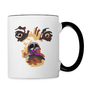 Ours au museau rose - Mug contrasté - blanc/noir - Droite