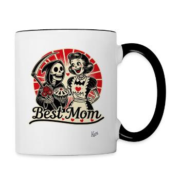Grim Reaper and the Best Mom - Contrasting Mug - white/black - Right
