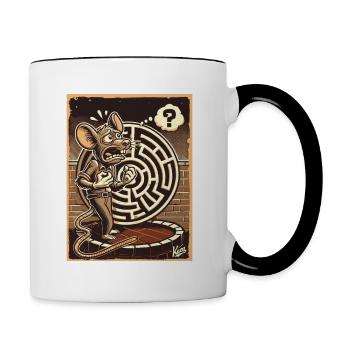 Kein Ausweg, ein Labyrinth und ratlose Ratte - Tasse zweifarbig - Weiß/Schwarz - Rechts