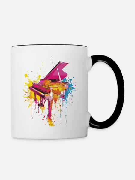 Klavier - Tasse zweifarbig - Weiß/Schwarz