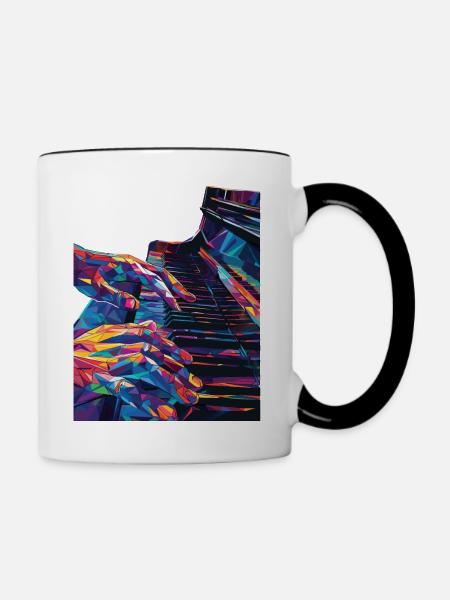 Klavier - Tasse zweifarbig - Weiß/Schwarz