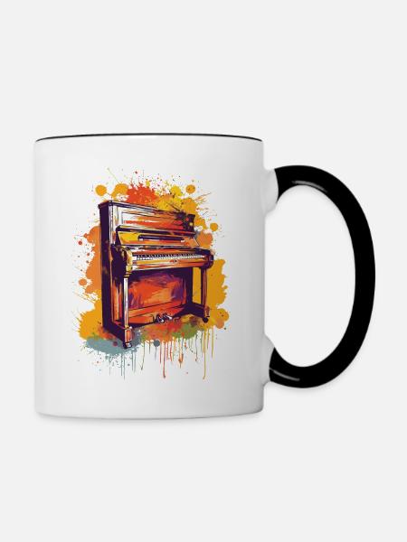 Klavier - Tasse zweifarbig - Weiß/Schwarz