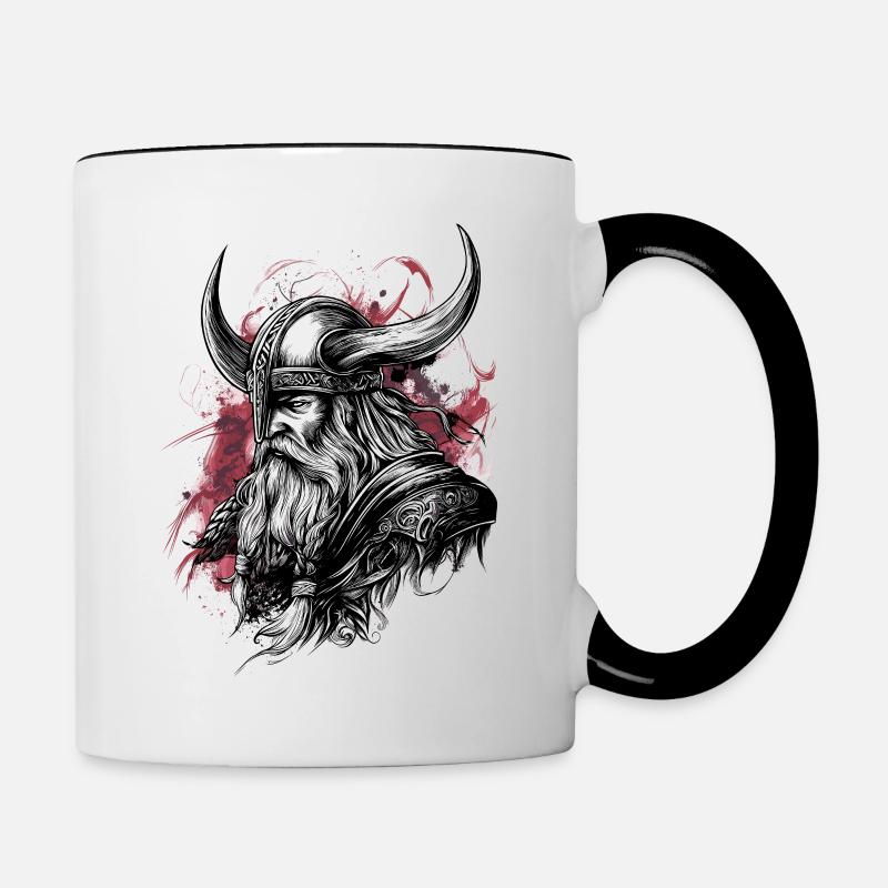 Valhalla Viking Wikinger Vikings Odin - Mug contrasté - blanc/noir