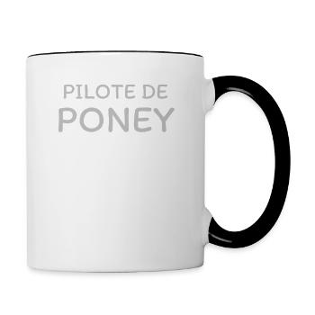 Pilote de poney cheval équitation - Mug contrasté - blanc/noir - Droite